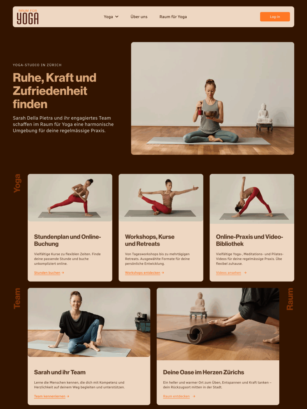 Screenshot der Website raumfueryoga.com